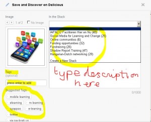 Saving a link: details you can add and edit