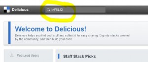 Starting page of Delicious with search box