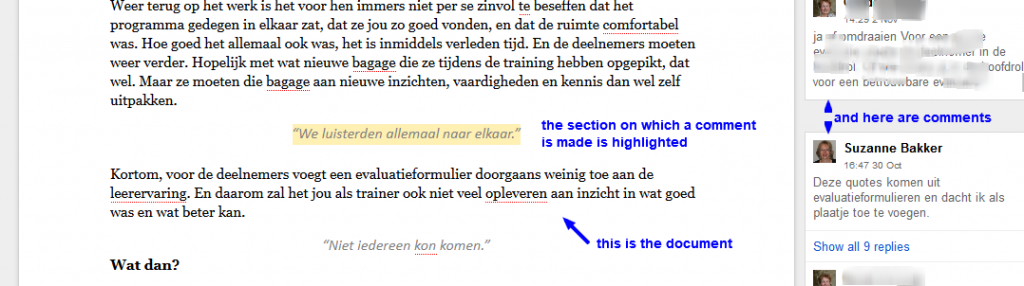 GoogleDoc example with comments
