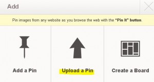 Go to the Add button on the top and upload a pin!