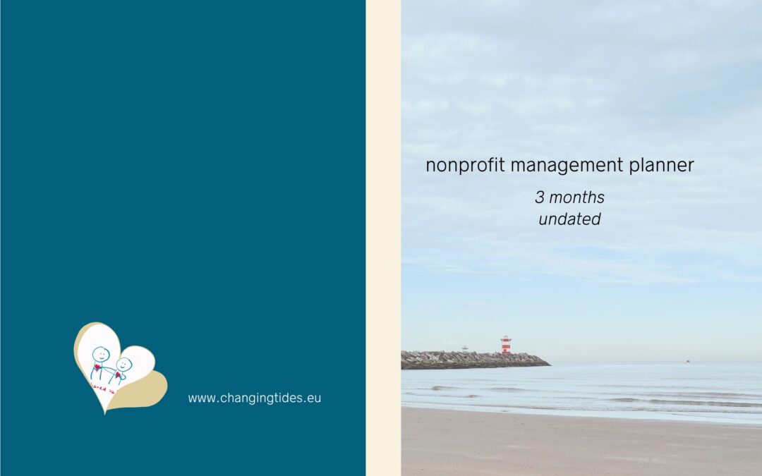 We see the cover of the nonprofit management planner, undated full colour version