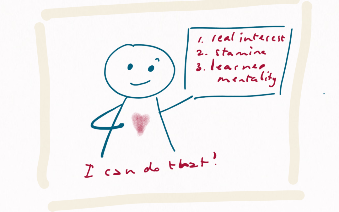 A man is explaining what is needed to write a project proposal for a grant: 1- Real interest. 2- Stamina. 3- Learning mentality